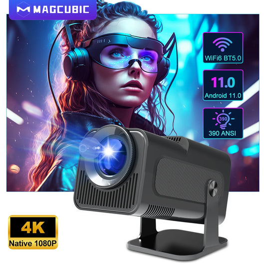 Projecteur Magcubic 4K Natif 1080P Android 11 - Cinéma Portable Extérieur, Double Wifi 6, BT 5.0, 390ANSI