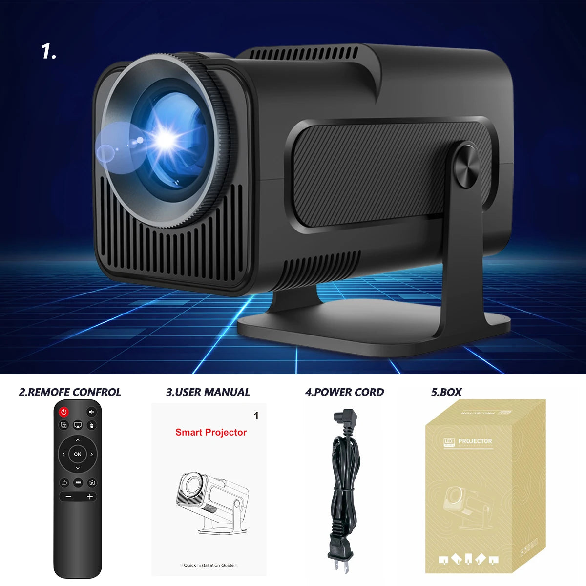 Projecteur Magcubic 4K Natif 1080P Android 11 - Cinéma Portable Extérieur, Double Wifi 6, BT 5.0, 390ANSI