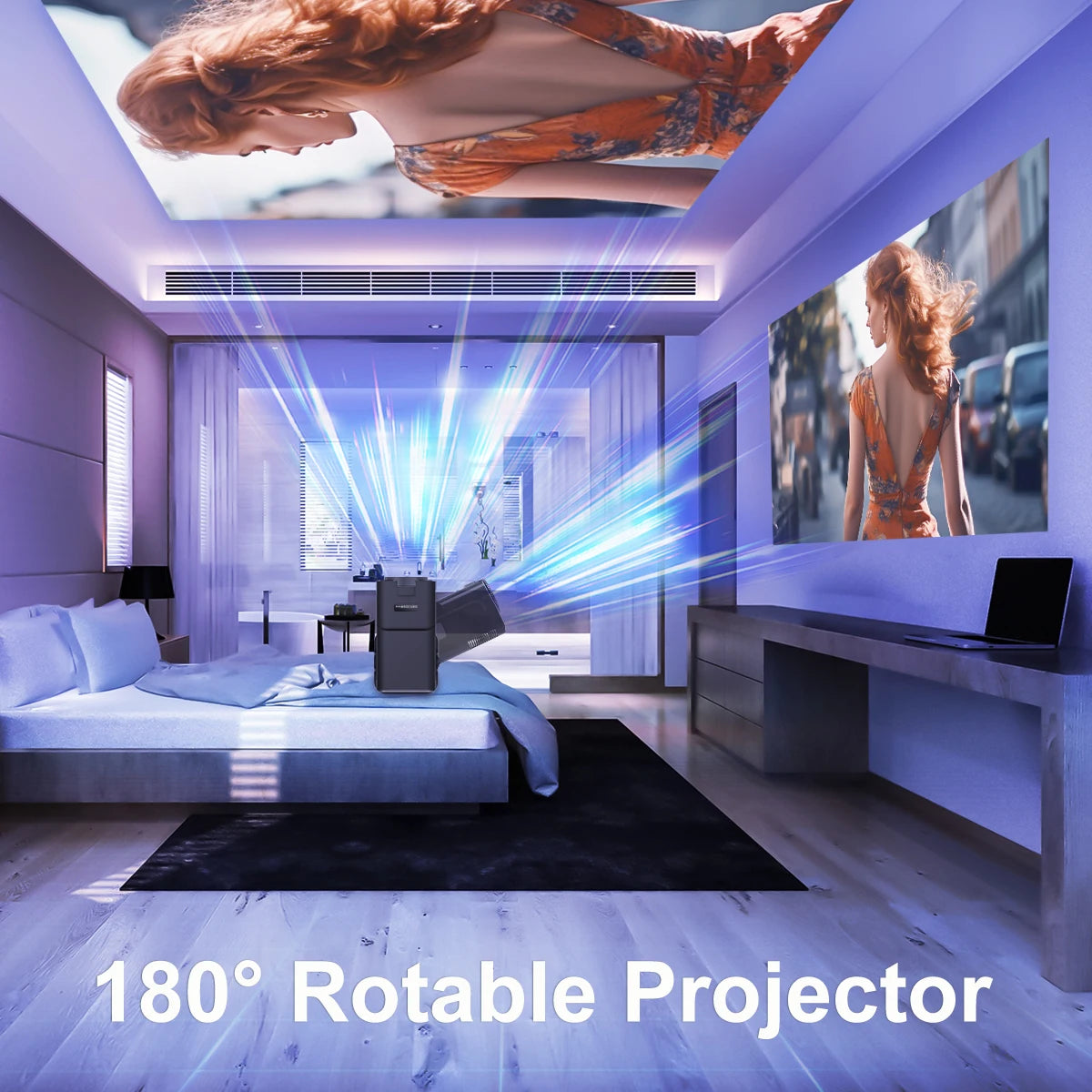 Projecteur Magcubic 4K Natif 1080P Android 11 - Cinéma Portable Extérieur, Double Wifi 6, BT 5.0, 390ANSI